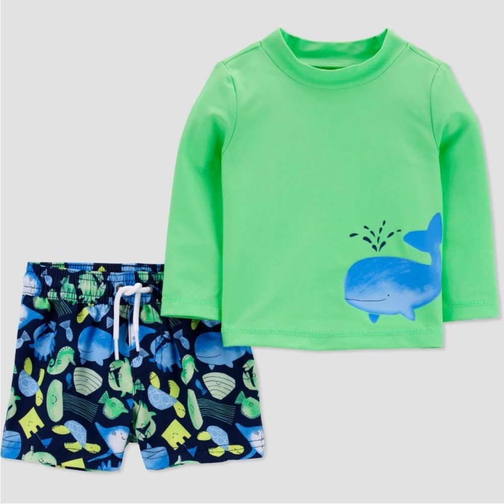 Carter's Just One You Baby Boys Long Sleeve Sealife Rash Guard Set